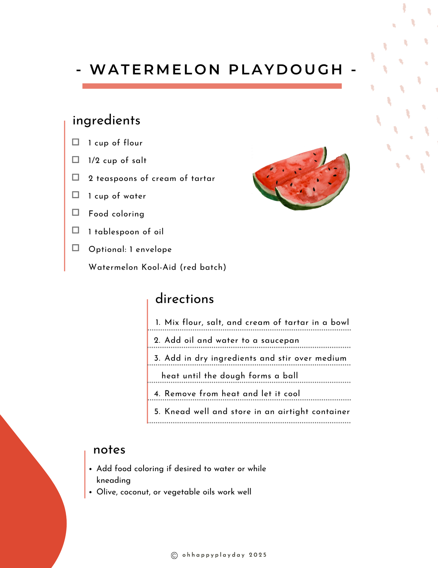 Watermelon Playdough - FREEBIE