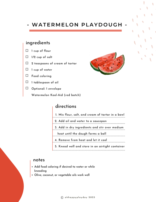 Watermelon Playdough - FREEBIE