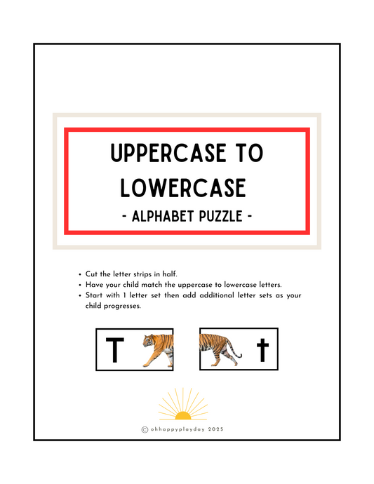 Uppercase to Lowercase Alphabet Match Puzzle - Black Letters