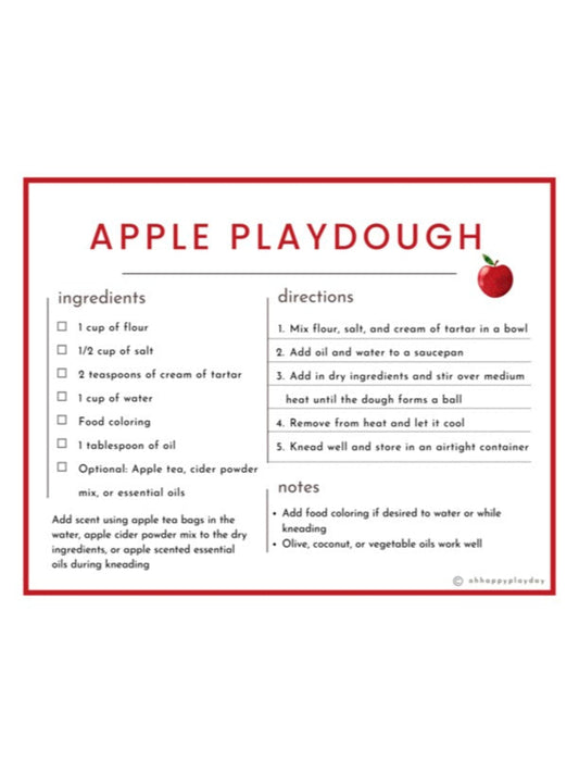 Apple Playdough Recipe Card - FREEBIE